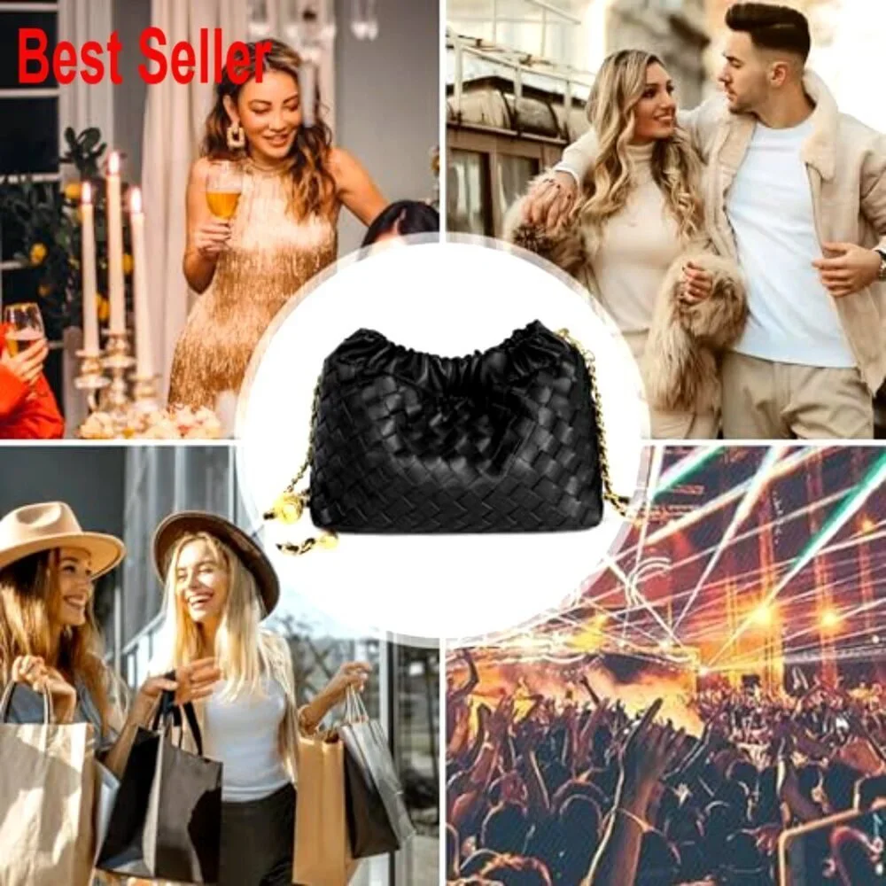 Woven Faux Leather Hobo Bag with Adjustable Crossbody Strap